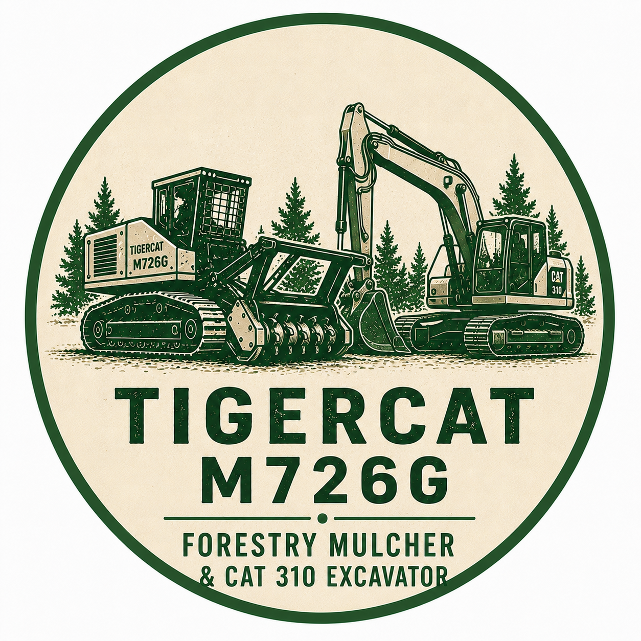 Tigercat M726G Forestry Mulcher & Cat 310 Excavator