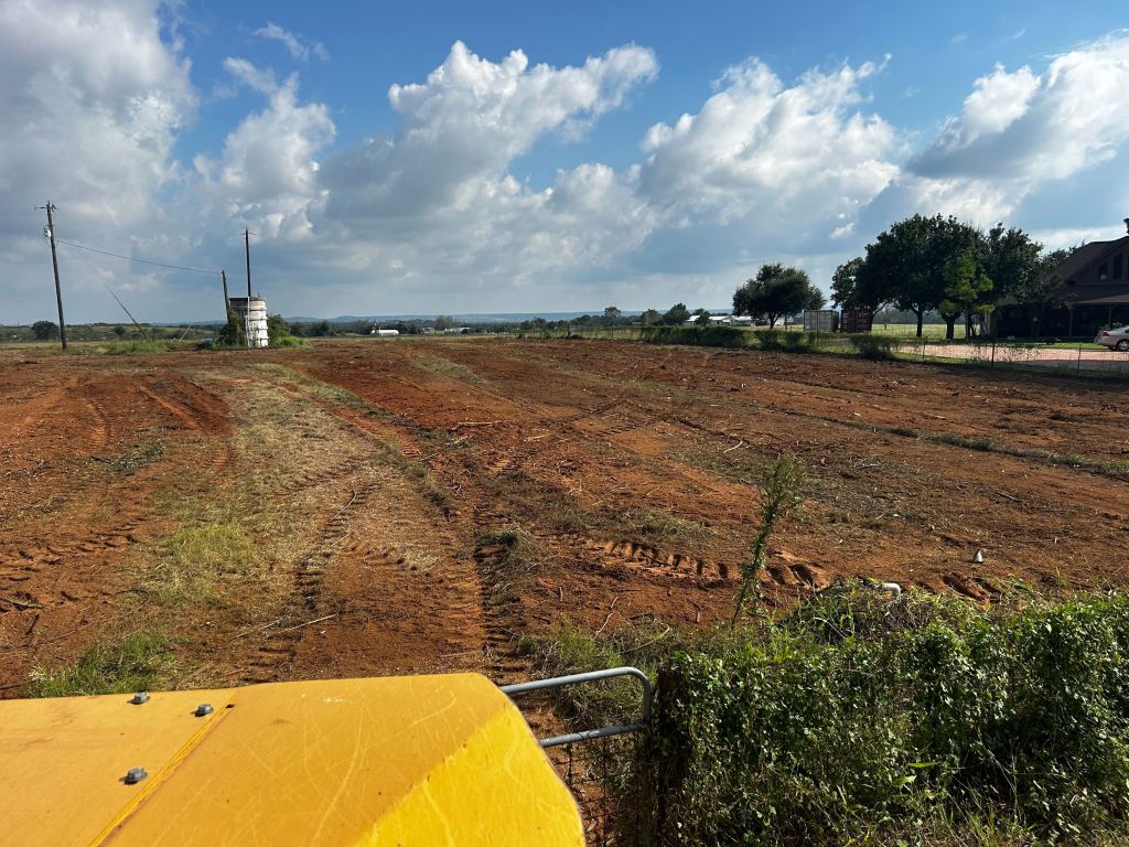 Removing drought killed orchard trees in Fredericksburg TX
