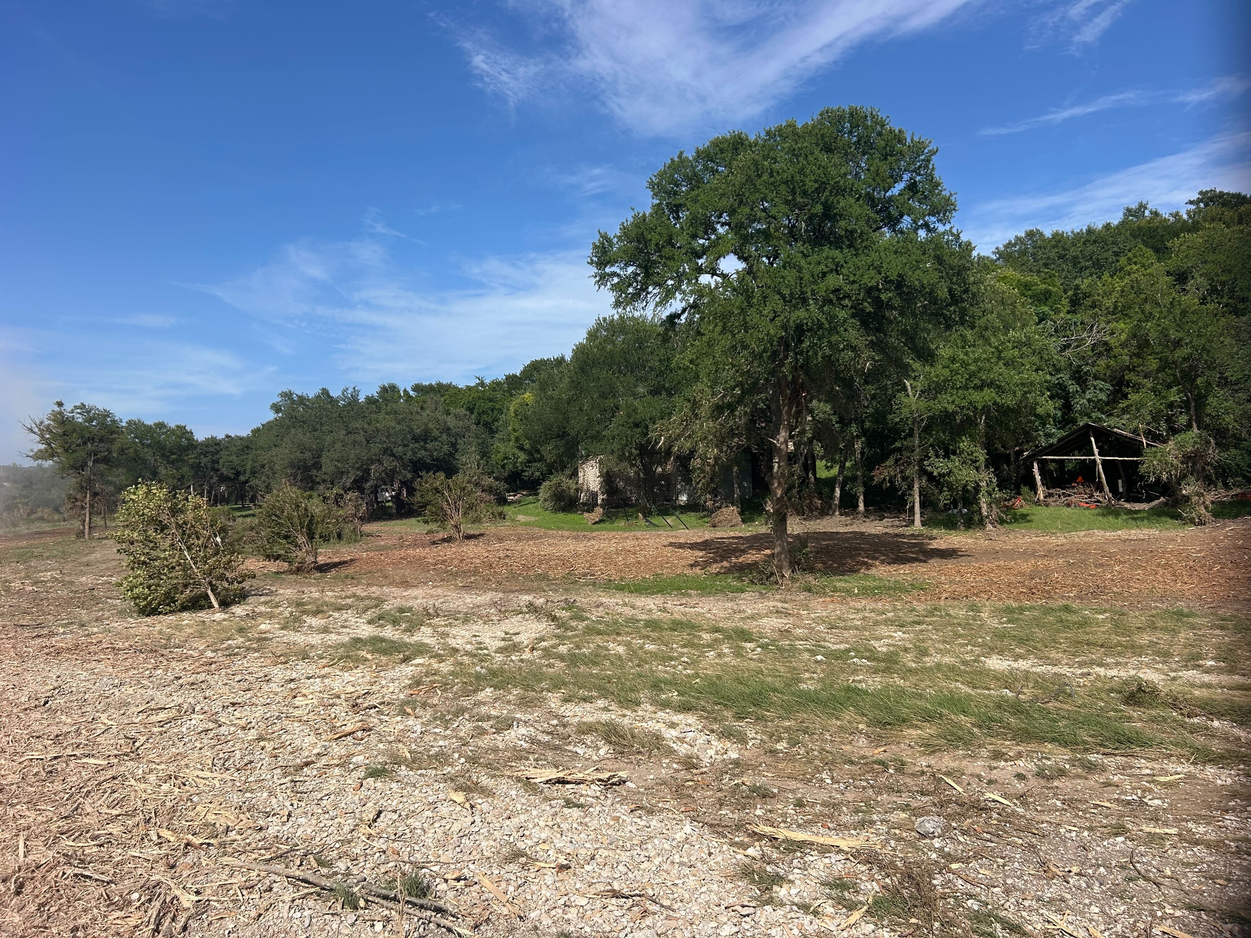 San Gabriel flood damage cleaned up with excavator and mulcher in Georgetown TX