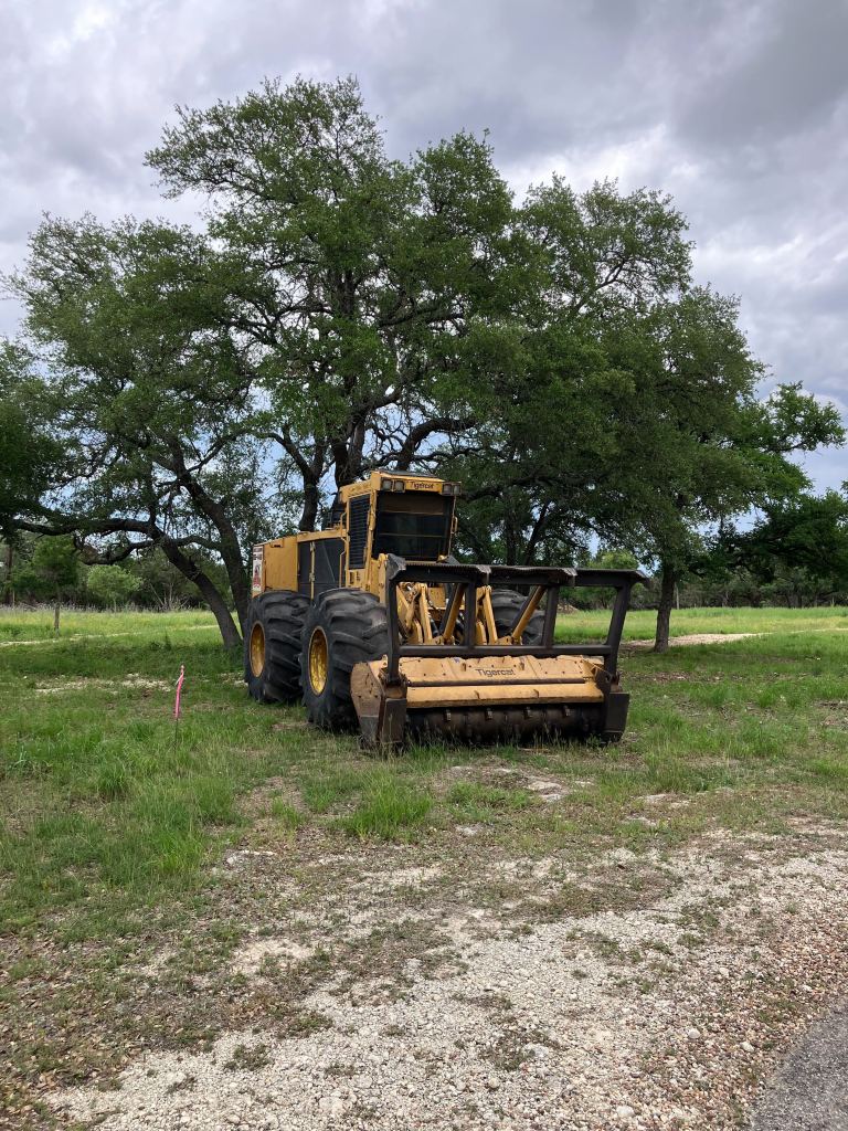 Forestry mulcher on reclaimed pasture near Bertram TX in Williamson County