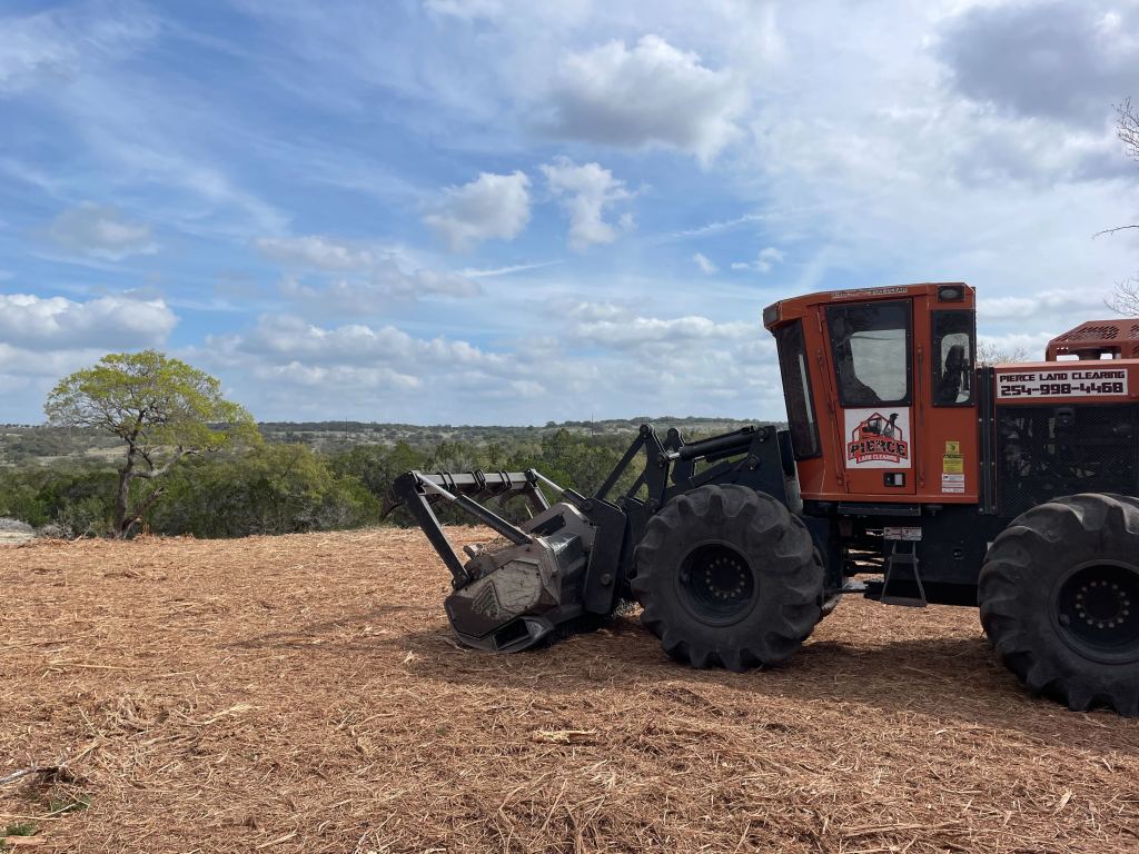 Forestry mulching in progress near Blanco TX in the Hill Country