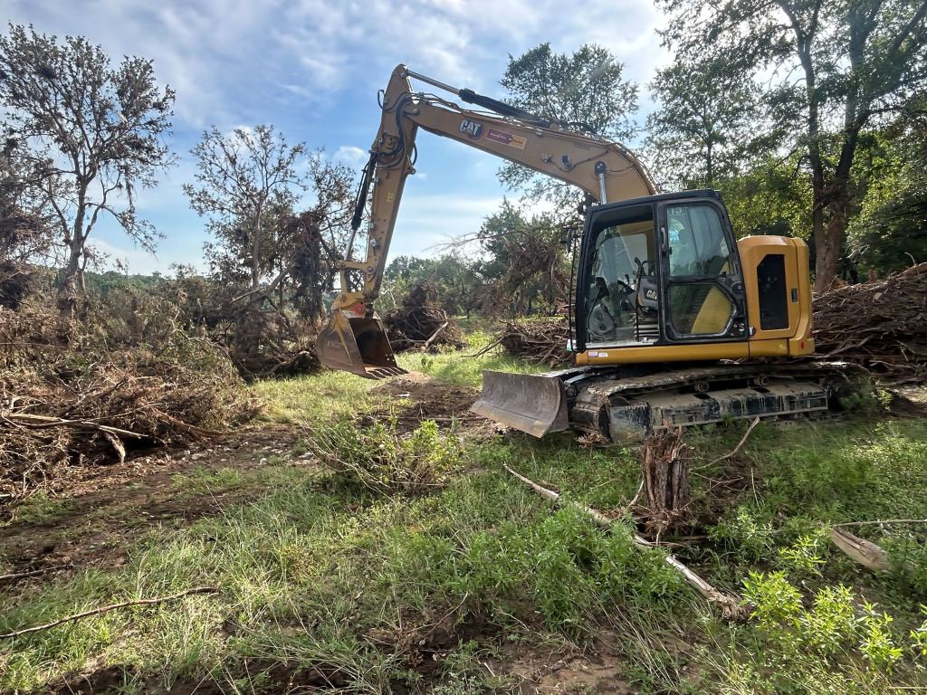 Overgrown creek ground before clearing near Waxahachie TX
