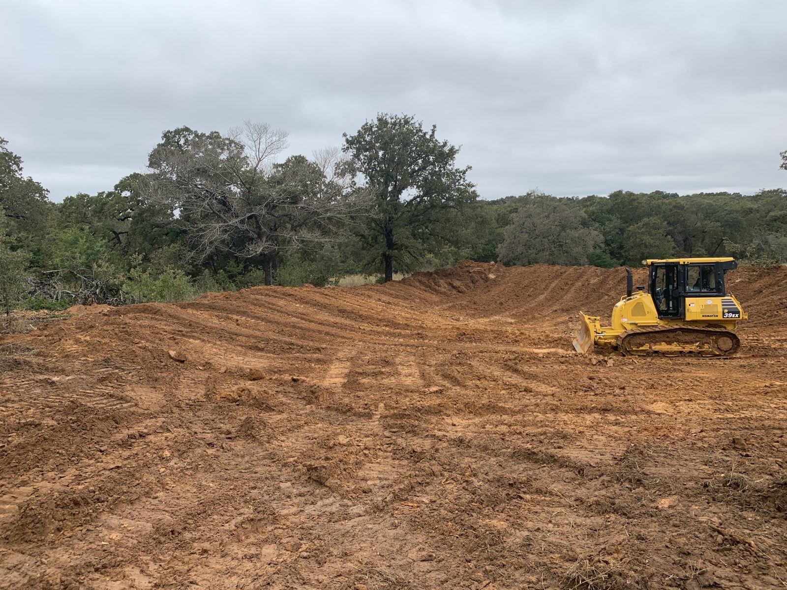 Pond construction in progress in Whitney Texas