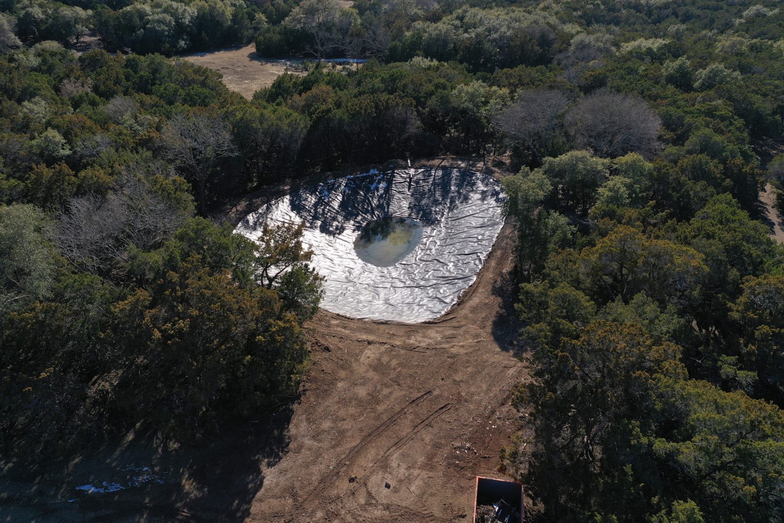 Pond site work in Leander Texas