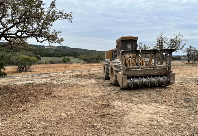 Forestry mulcher clearing cedar on Hill Country ground near Canyon Lake TX